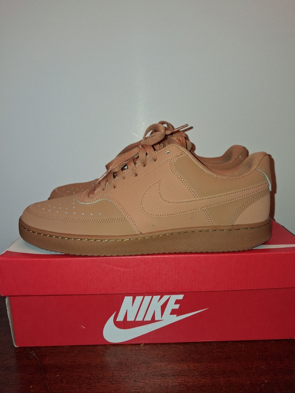 SIZE 11M - NIKE COURT VISION LOW, WHEAT. PRE-OWNED WITH BOX. EXCELLENT CONDITION